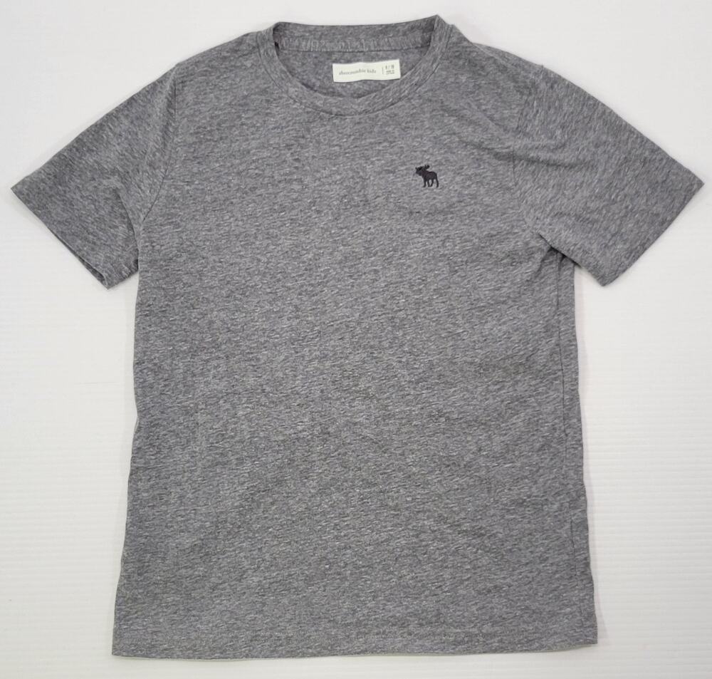 M2) Abercrombie Kids Boys Gray Cotton Crewneck Logo Short Sleeve T-Shirt 9/10